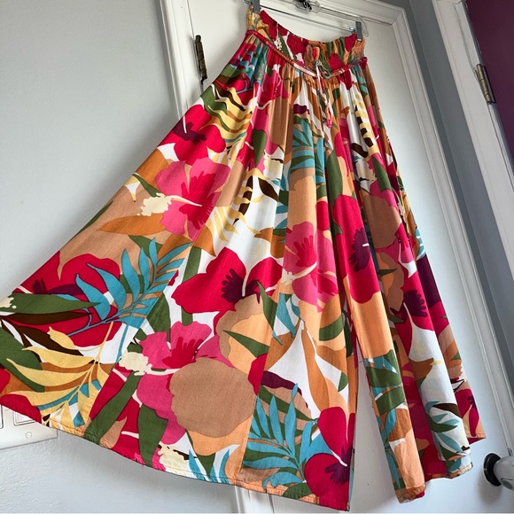 True Destinations Pants - True Destinations Palazzo Pants Ankle Length Resortwear Tropical Print
